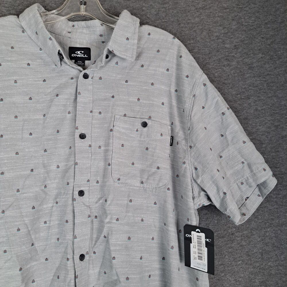 O'Neill Shirt Mens XXL Gray Modern Fit Short Sleeve Button Down Surf HO8104104